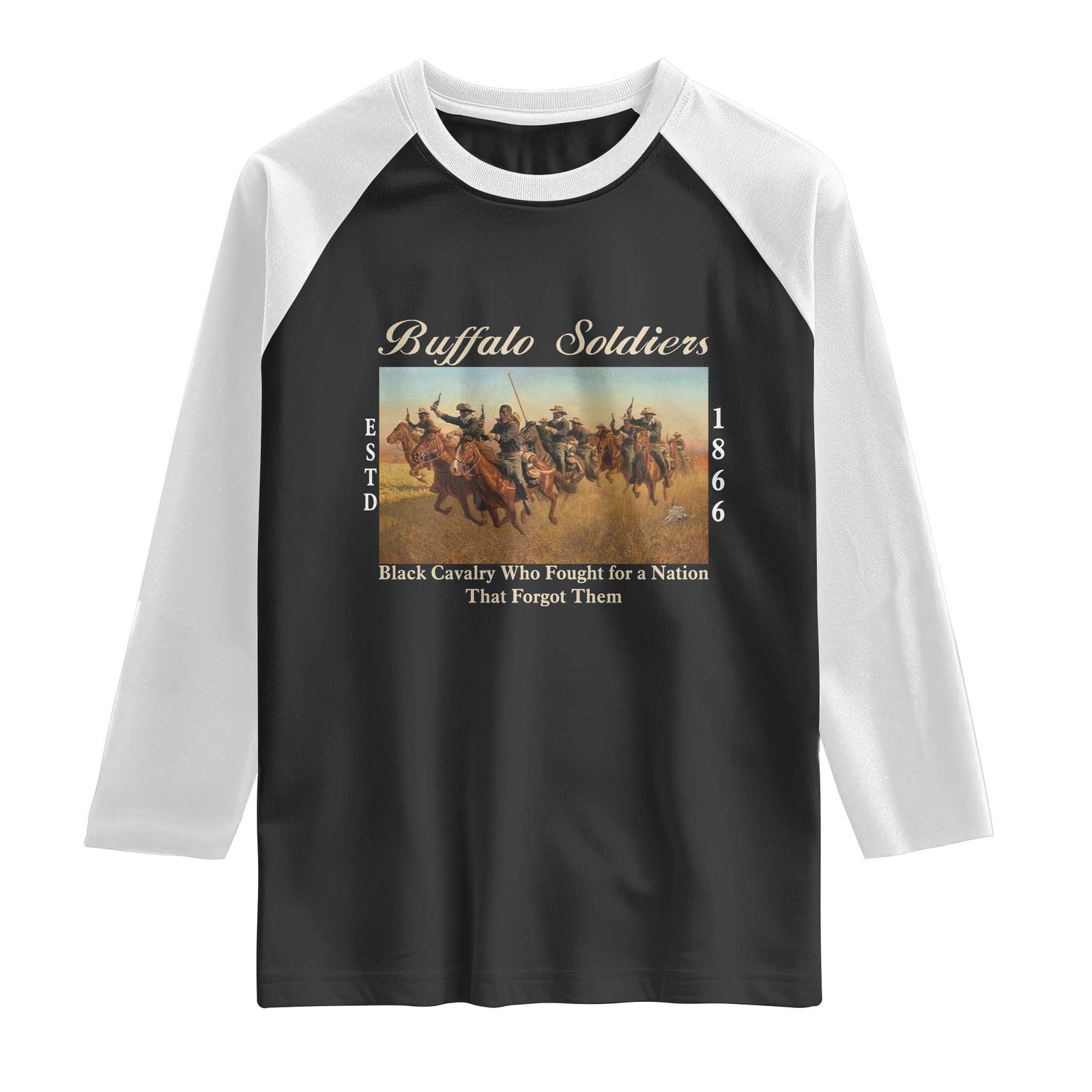 Buffalo Soldiers Black Cavalry 1866 Raglan Shirt African American Military History Black History Gift TS12 Black White Print Your Wear