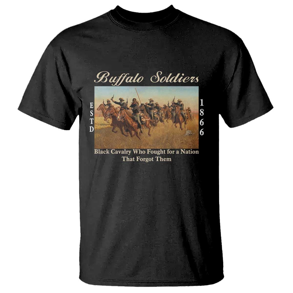 Buffalo Soldiers Black Cavalry 1866 T Shirt African American Military History Black History Gift TS12 Black Print Your Wear