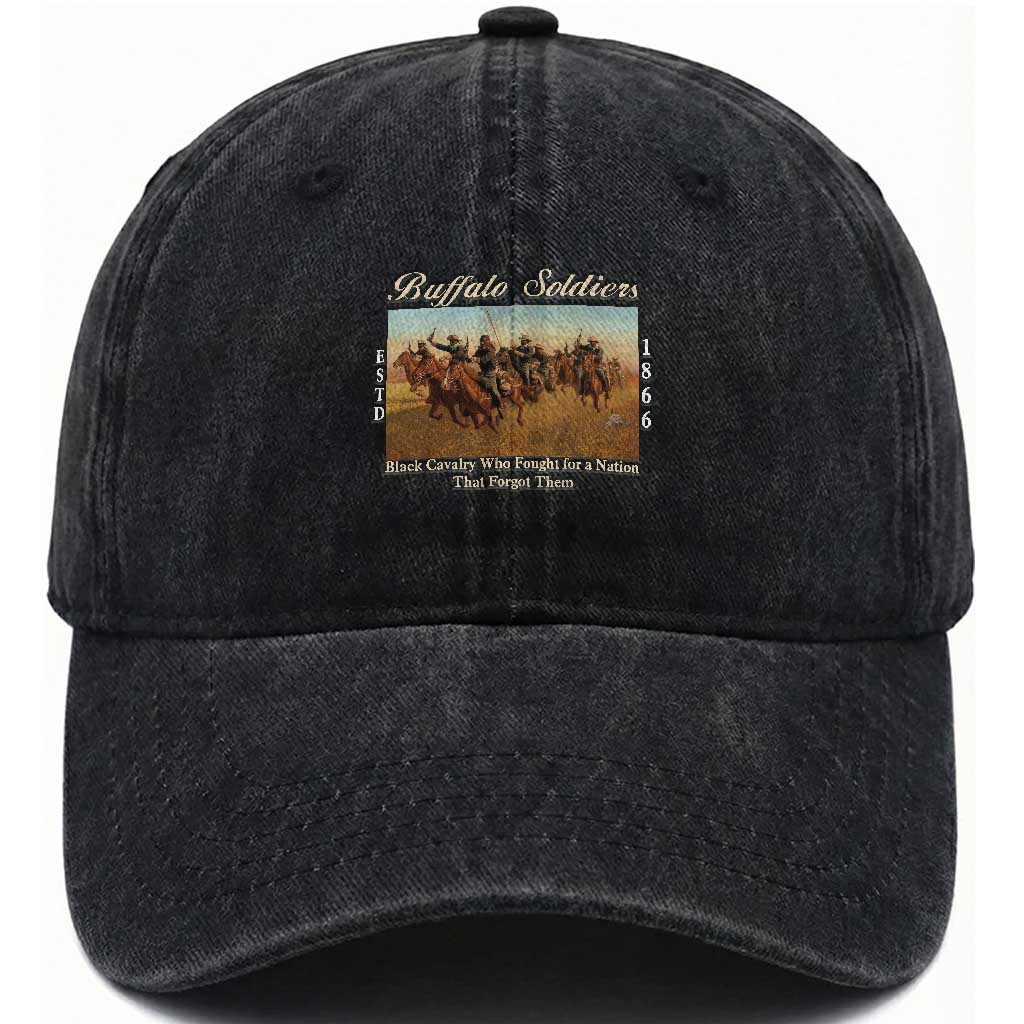 Buffalo Soldiers Black Cavalry 1866 Washed Cotton Baseball Cap African American Military History Black History Gift TS12 Print Your Wear