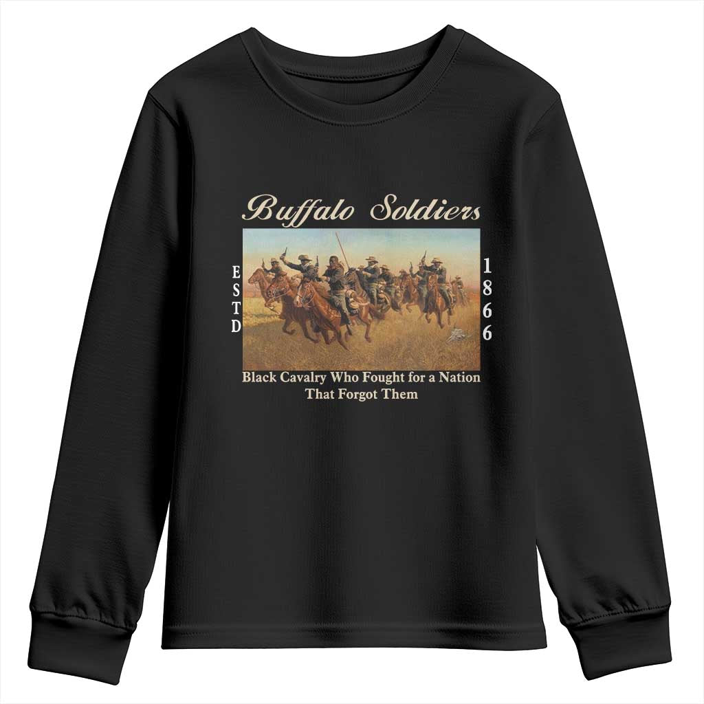 Buffalo Soldiers Black Cavalry 1866 Youth Sweatshirt African American Military History Black History Gift TS12 Black Print Your Wear