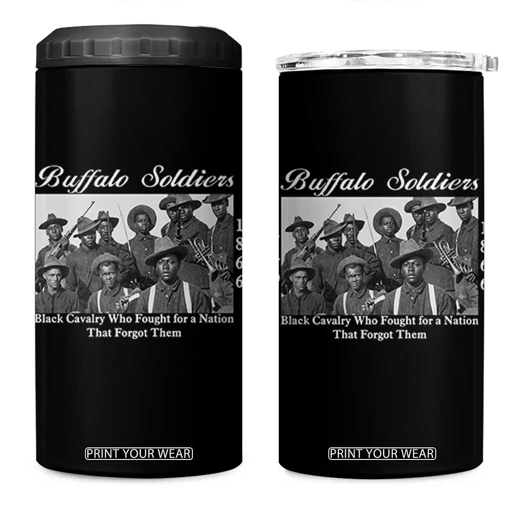 Buffalo Soldiers 1866 African American Cavalry 4 in 1 Can Cooler Tumbler Black History Military Heritage Gift TS12 One Size: 16 oz Black Print Your Wear