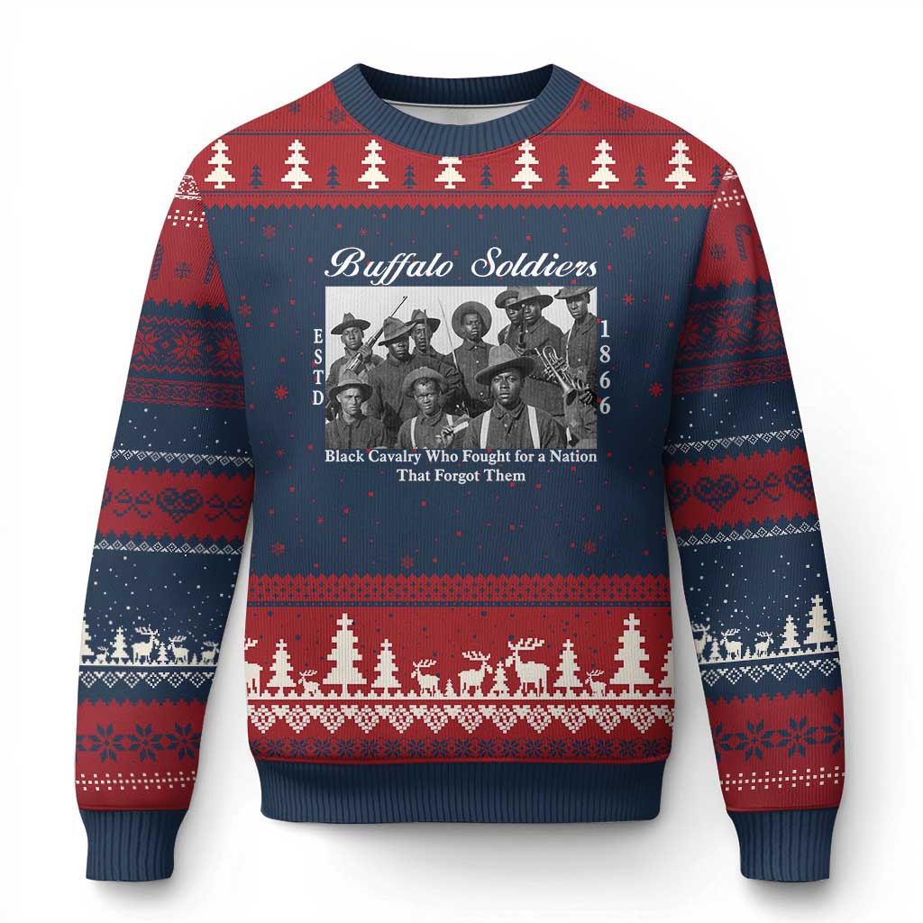 Buffalo Soldiers 1866 African American Cavalry Ugly Christmas Sweater Black History Military Heritage Gift
