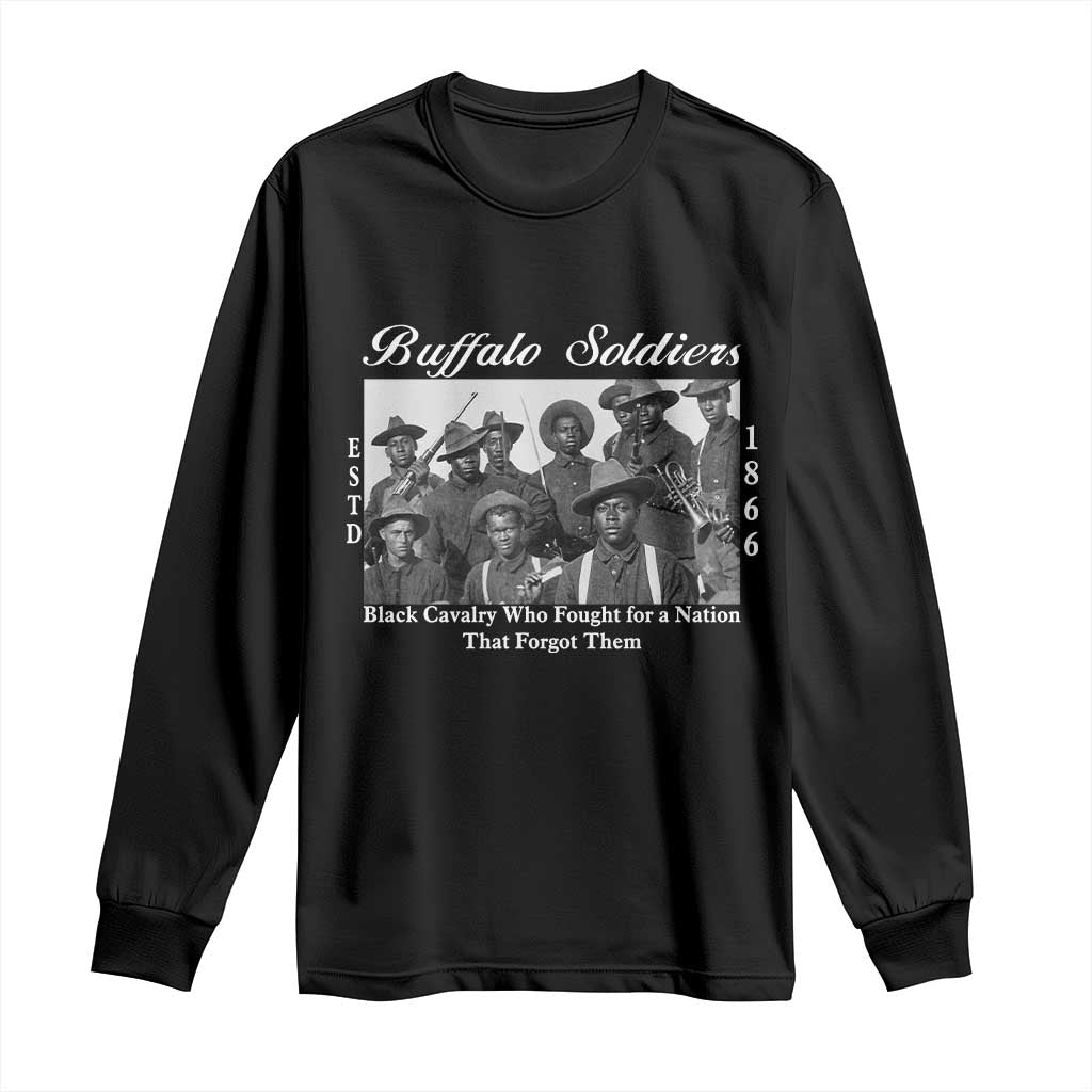 Buffalo Soldiers 1866 African American Cavalry Long Sleeve Shirt Black History Military Heritage Gift TS12 Black Print Your Wear