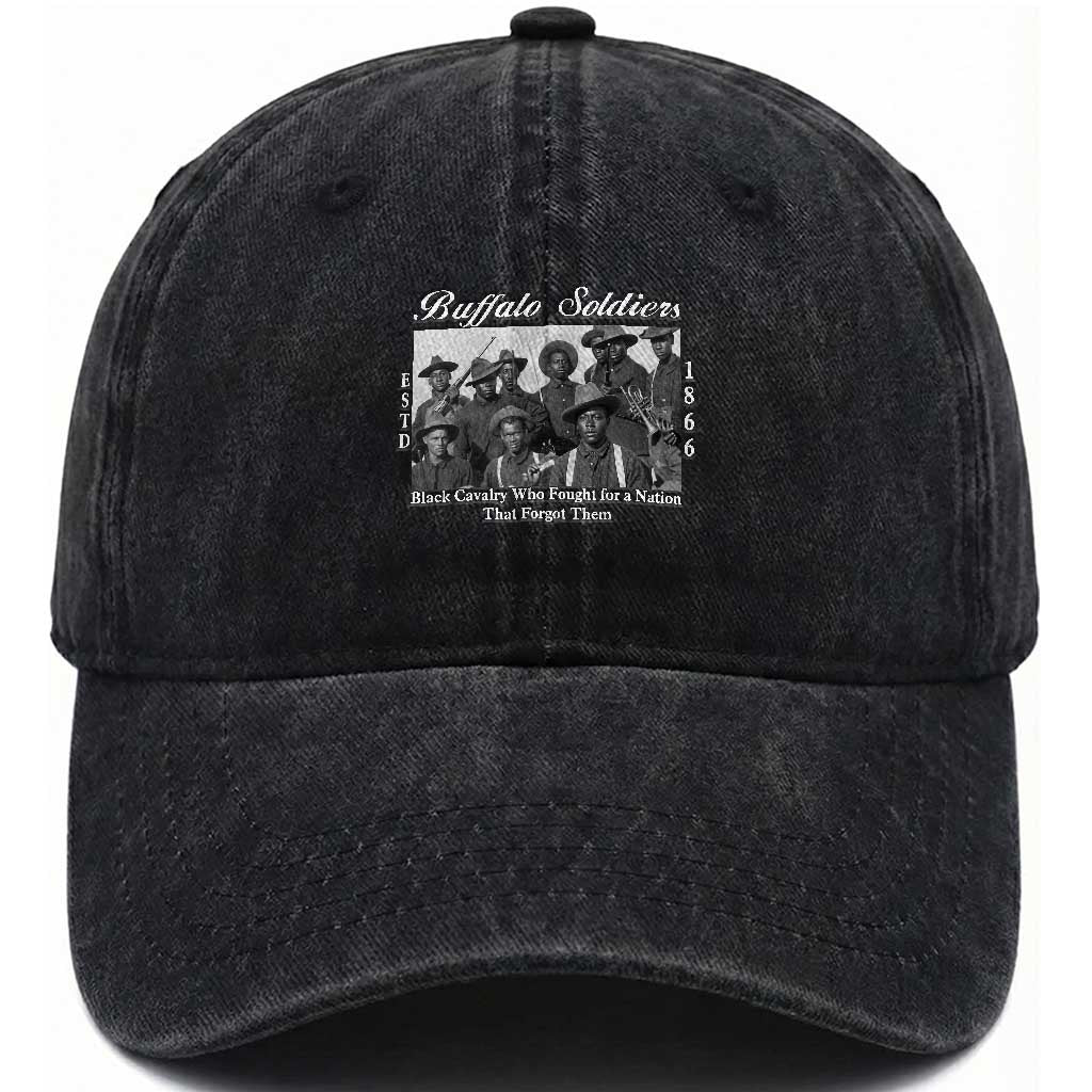 Buffalo Soldiers 1866 African American Cavalry Washed Cotton Baseball Cap Black History Military Heritage Gift TS12 Print Your Wear