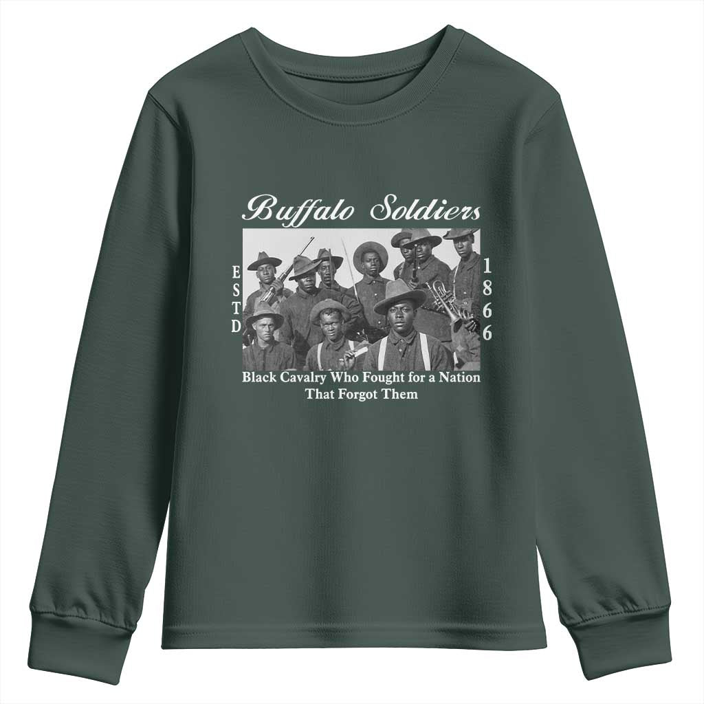 Buffalo Soldiers 1866 African American Cavalry Youth Sweatshirt Black History Military Heritage Gift