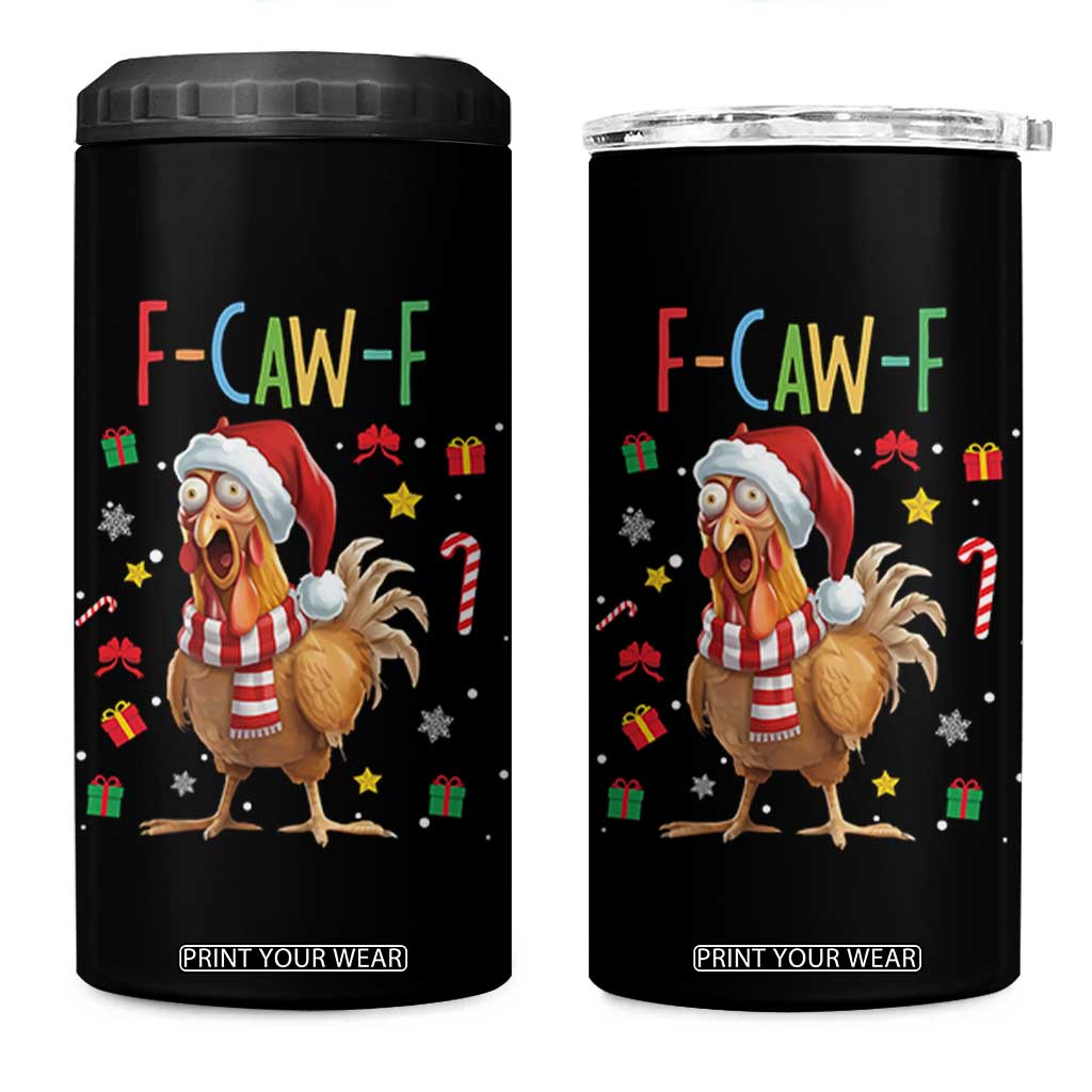 Funny F Caw F Chicken Joke Gift 4 in 1 Can Cooler Tumbler Christmas Gift TS12 One Size: 16 oz Black Print Your Wear