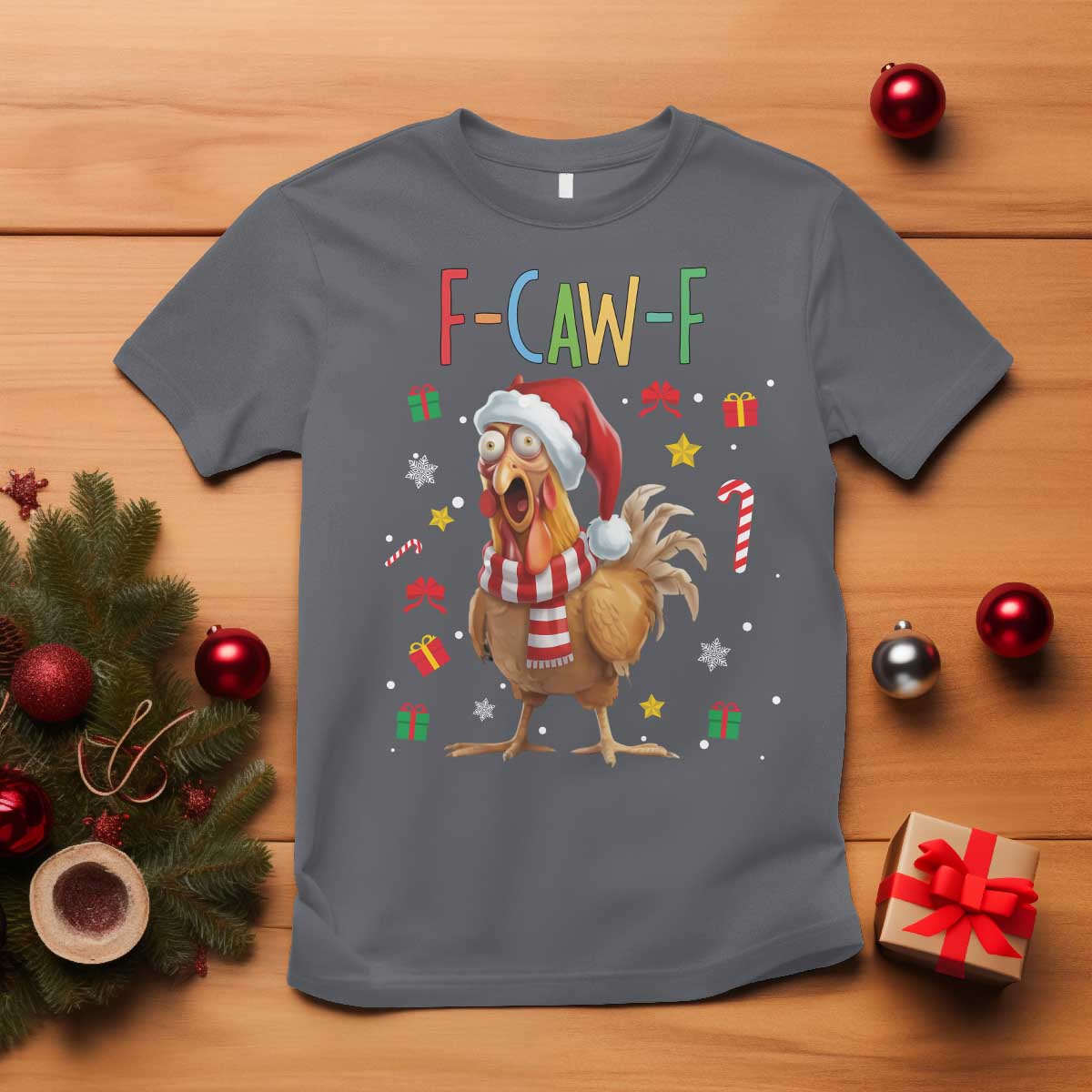 Funny F Caw F Chicken Joke Gift T Shirt Christmas Gift TS12 Charcoal Print Your Wear