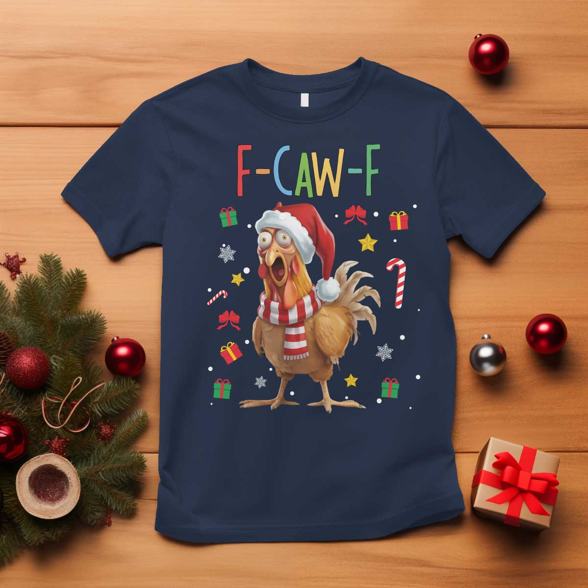 Funny F Caw F Chicken Joke Gift T Shirt Christmas Gift TS12 Navy Print Your Wear