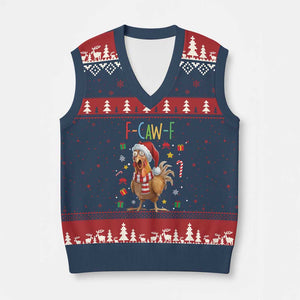 Funny F Caw F Chicken Joke Gift V-Neck Knit Sweater Vest Xmas Gift TS12 Navy Red Print Your Wear