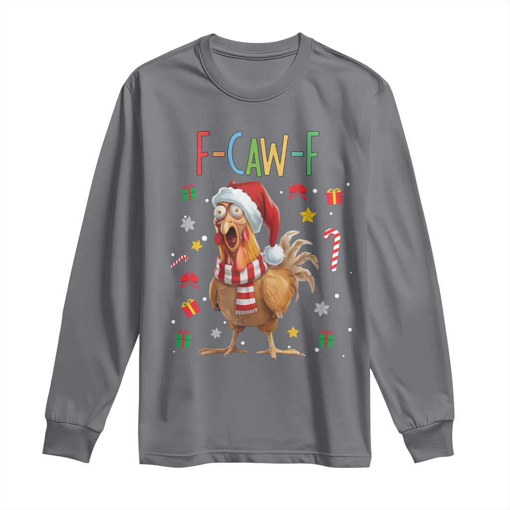 Funny F Caw F Chicken Joke Gift Long Sleeve Shirt Christmas Gift TS12 Charcoal Print Your Wear