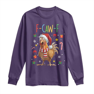 Funny F Caw F Chicken Joke Gift Long Sleeve Shirt Christmas Gift TS12 Purple Print Your Wear