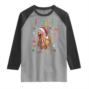 Funny F Caw F Chicken Joke Gift Raglan Shirt Christmas Gift TS12 Sport Gray Black Print Your Wear