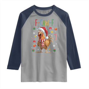 Funny F Caw F Chicken Joke Gift Raglan Shirt Christmas Gift TS12 Sport Gray Navy Print Your Wear