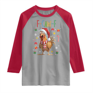 Funny F Caw F Chicken Joke Gift Raglan Shirt Christmas Gift TS12 Sport Gray Red Print Your Wear