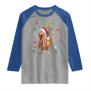 Funny F Caw F Chicken Joke Gift Raglan Shirt Christmas Gift TS12 Sport Gray Royal Print Your Wear