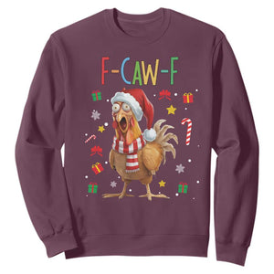 Funny F Caw F Chicken Joke Gift Sweatshirt Christmas Gift TS12 Maroon Print Your Wear
