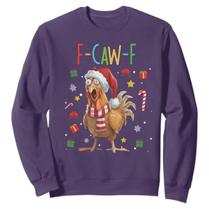 Funny F Caw F Chicken Joke Gift Sweatshirt Christmas Gift TS12 Purple Print Your Wear