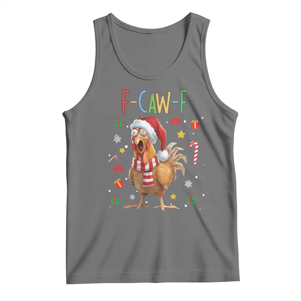 Funny F Caw F Chicken Joke Gift Tank Top Christmas Gift TS12 Black Heather Print Your Wear