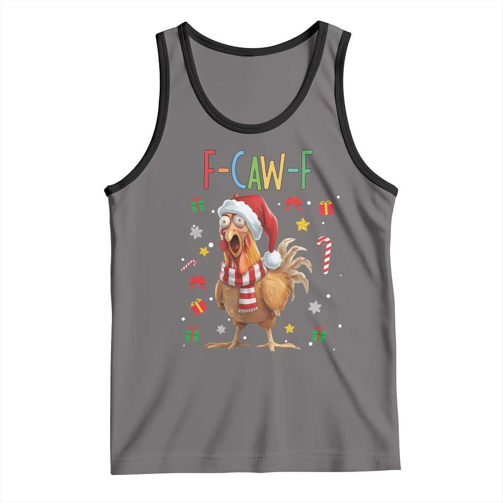 Funny F Caw F Chicken Joke Gift Tank Top Christmas Gift TS12 Deep Heather Black Print Your Wear