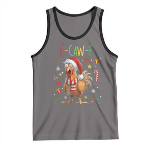 Funny F Caw F Chicken Joke Gift Tank Top Christmas Gift TS12 Deep Heather Black Print Your Wear