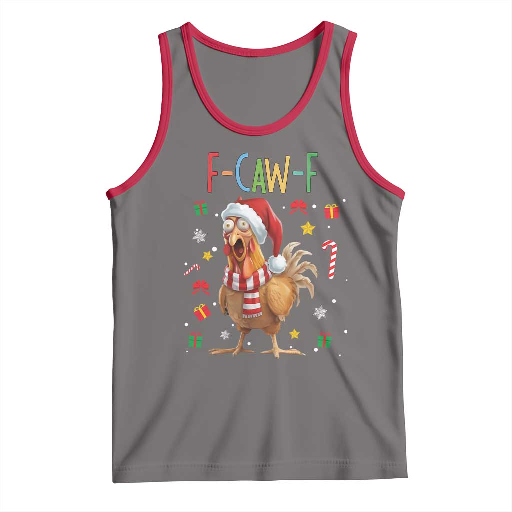 Funny F Caw F Chicken Joke Gift Tank Top Christmas Gift TS12 Deep Heather Red Print Your Wear