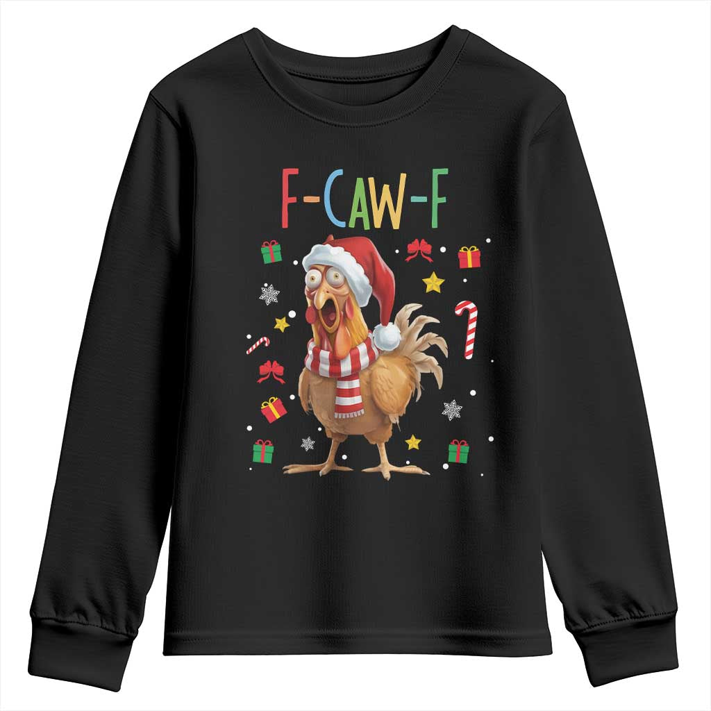 Funny F Caw F Chicken Joke Gift Youth Sweatshirt Christmas Gift TS12 Black Print Your Wear