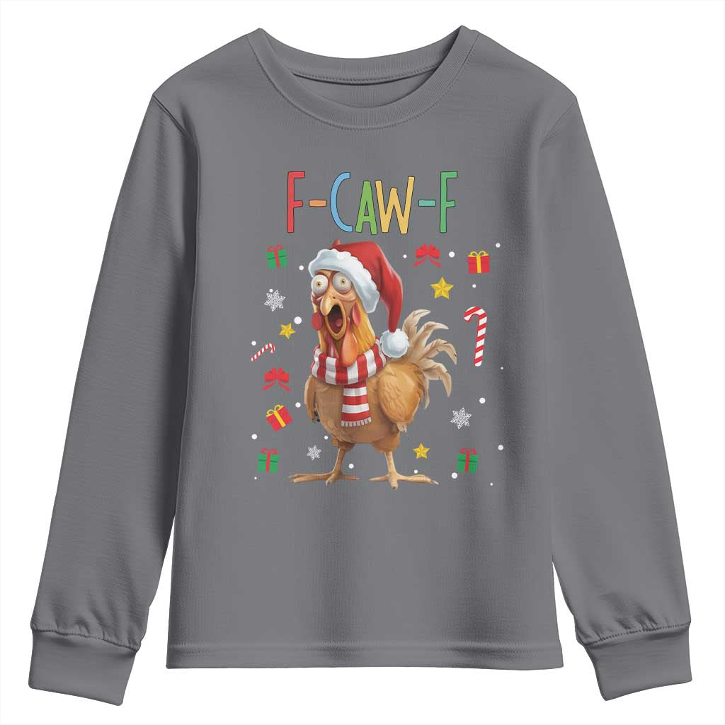 Funny F Caw F Chicken Joke Gift Youth Sweatshirt Christmas Gift TS12 Charcoal Print Your Wear