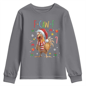 Funny F Caw F Chicken Joke Gift Youth Sweatshirt Christmas Gift TS12 Charcoal Print Your Wear