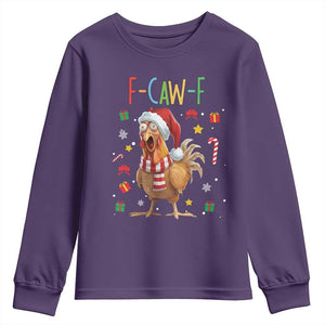 Funny F Caw F Chicken Joke Gift Youth Sweatshirt Christmas Gift TS12 Purple Print Your Wear