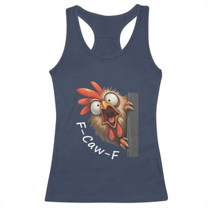 F-Caw-F Chicken Joke Racerback Tank Top Funny Screaming Gift TS12 Navy Print Your Wear