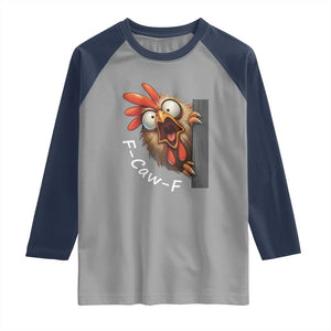 F-Caw-F Chicken Joke Raglan Shirt Funny Screaming Gift TS12 Sport Gray Navy Print Your Wear
