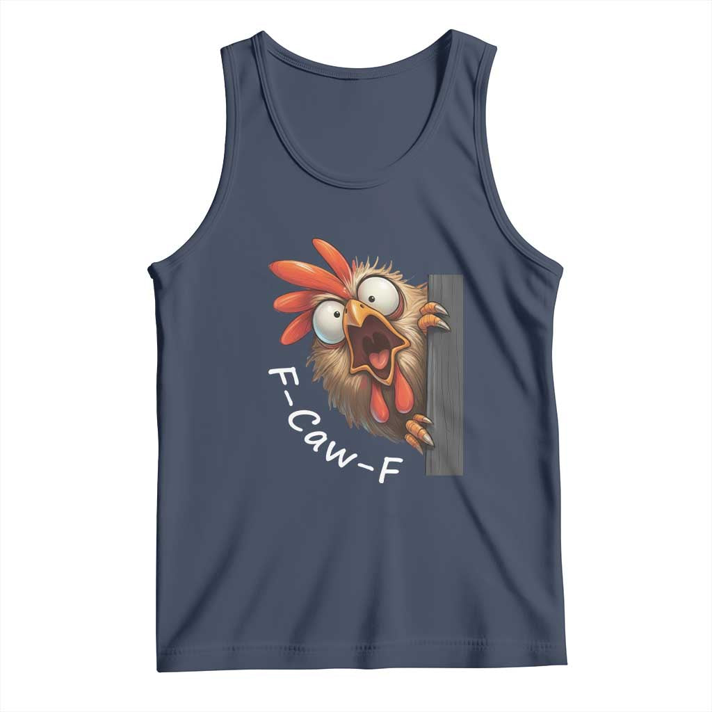 F-Caw-F Chicken Joke Tank Top Funny Screaming Gift TS12 Navy Print Your Wear