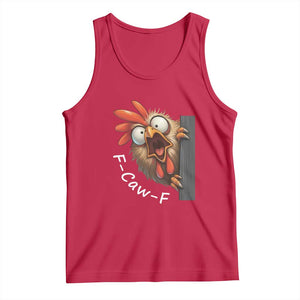 F-Caw-F Chicken Joke Tank Top Funny Screaming Gift TS12 Red Print Your Wear