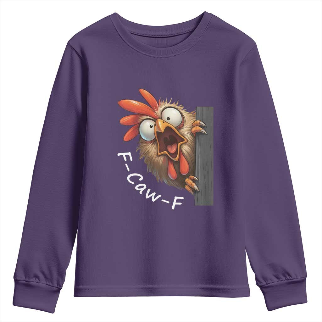 F-Caw-F Chicken Joke Youth Sweatshirt Funny Screaming Gift TS12 Purple Print Your Wear