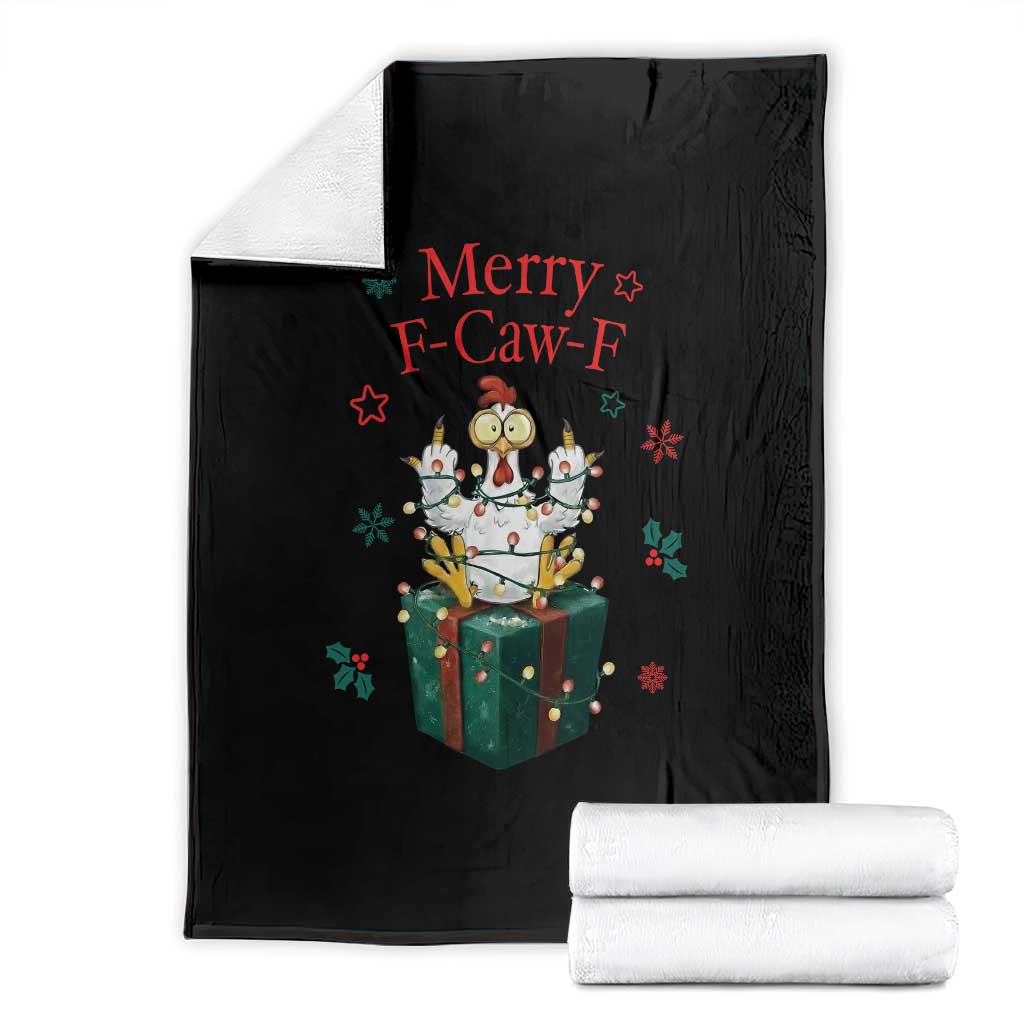 Merry F-Caw-F Chicken Throw Blanket Funny Christmas Gift TS12 Black Print Your Wear