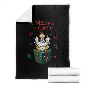 Merry F-Caw-F Chicken Throw Blanket Funny Christmas Gift - Print Your Wear