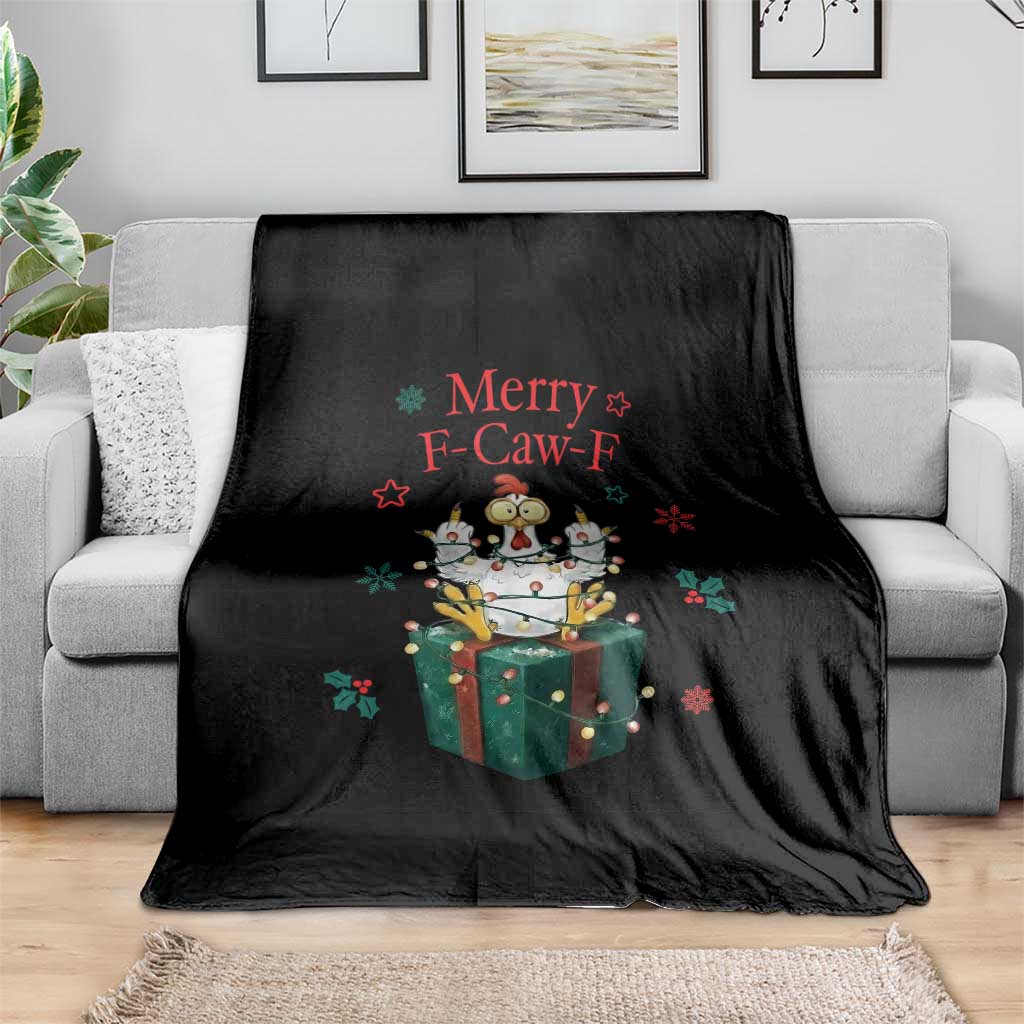 Merry F-Caw-F Chicken Throw Blanket Funny Christmas Gift TS12 Print Your Wear
