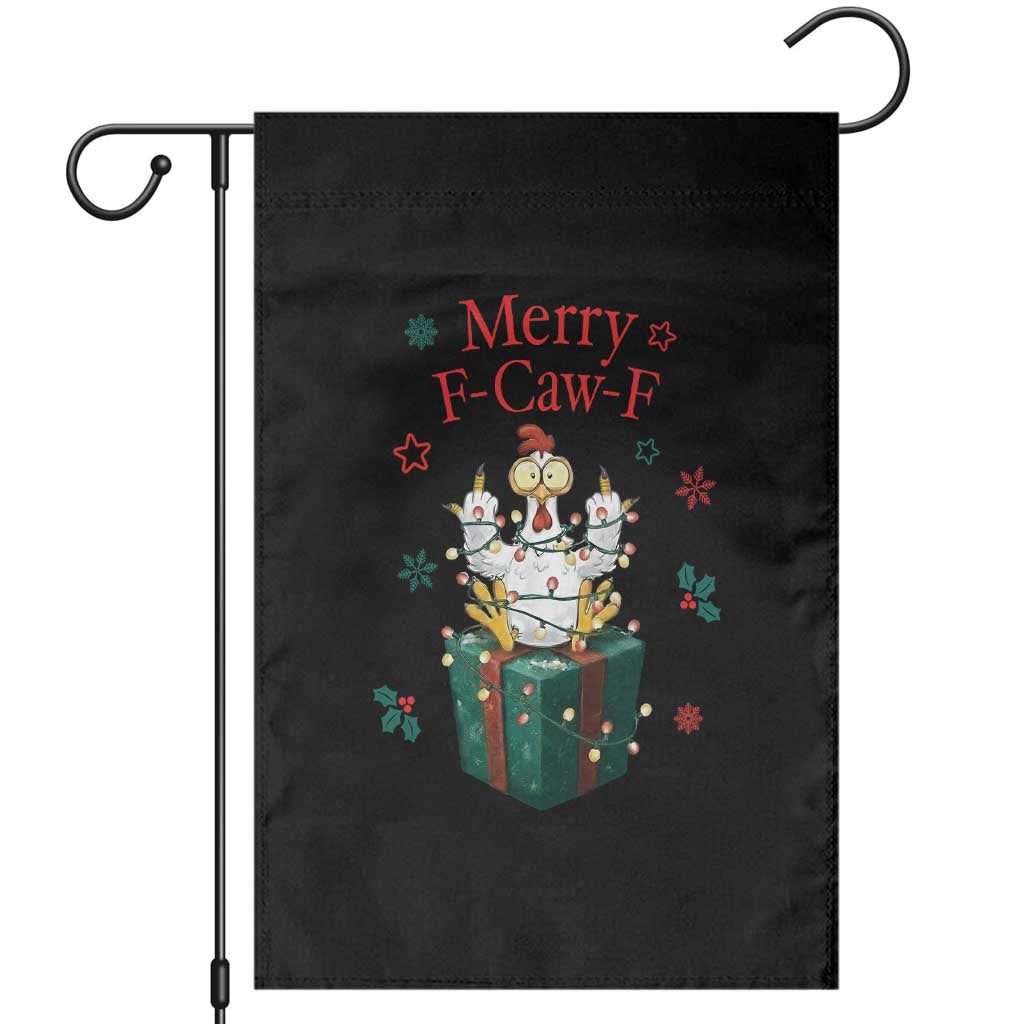 Merry F-Caw-F Chicken Garden Flag Funny Christmas Gift - Print Your Wear