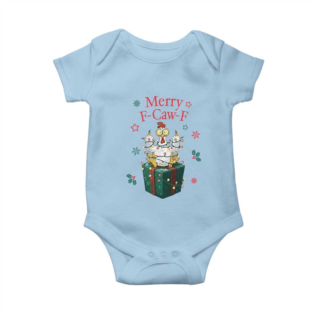 Merry F-Caw-F Chicken Baby Onesie Funny Christmas Gift TS12 Light Blue Print Your Wear