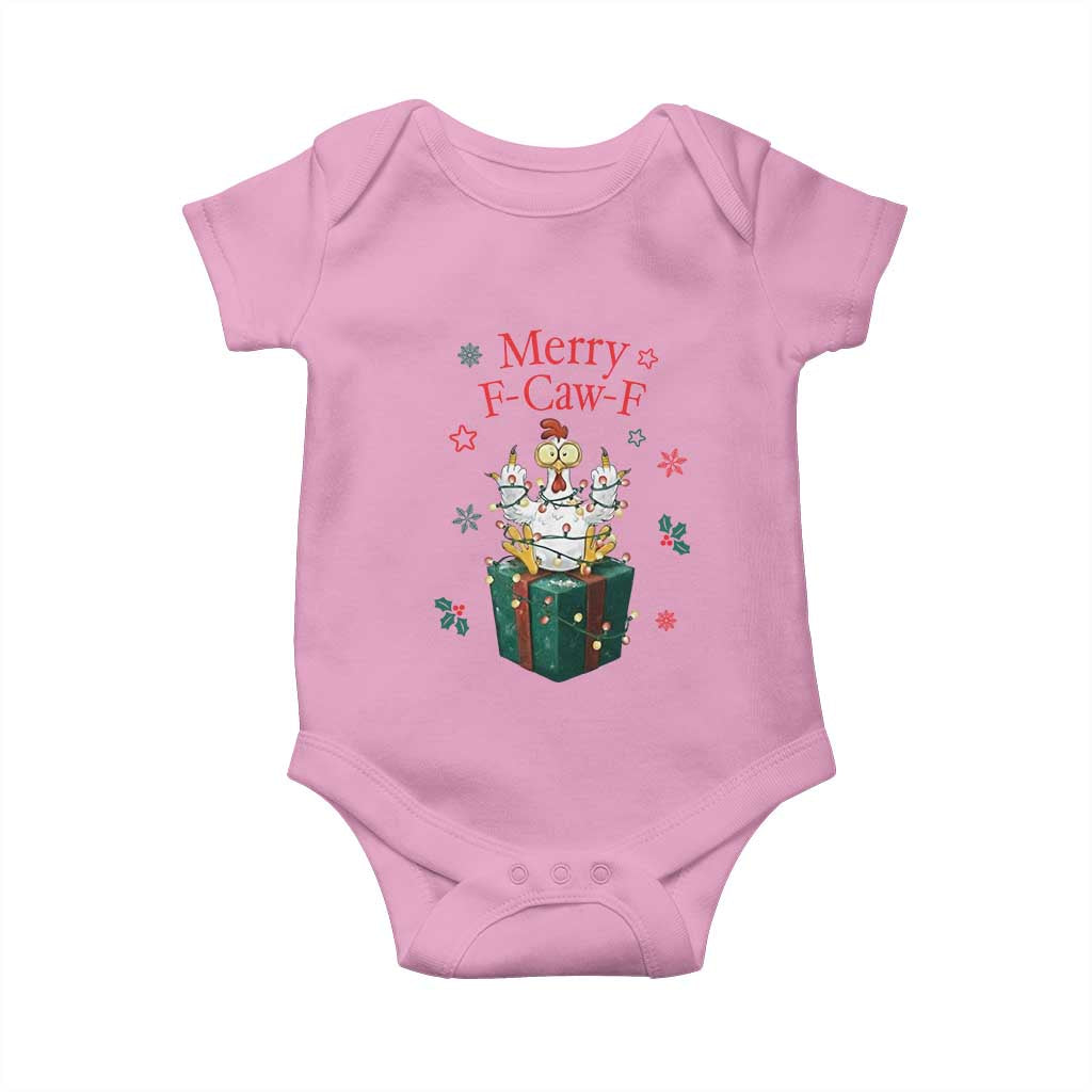 Merry F-Caw-F Chicken Baby Onesie Funny Christmas Gift TS12 Light Pink Print Your Wear