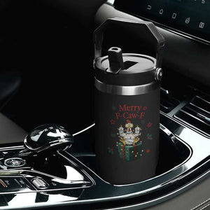 Merry F-Caw-F Chicken Flip Straw Tumbler Funny Christmas Gift - Print Your Wear
