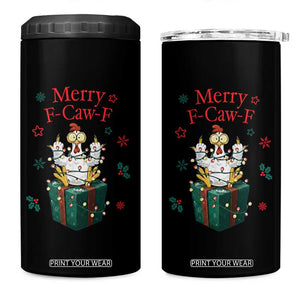 Merry F-Caw-F Chicken 4 in 1 Can Cooler Tumbler Funny Christmas Gift - Print Your Wear