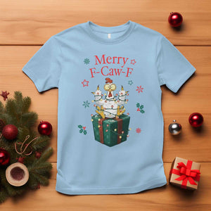Merry F-Caw-F Chicken T Shirt Funny Christmas Gift TS12 Light Blue Print Your Wear