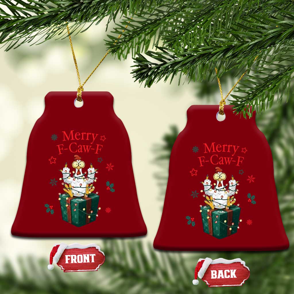 Merry F-Caw-F Chicken Ceramic Ornament Funny Xmas Gift TS12 Print Your Wear