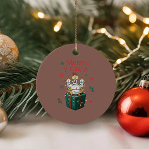 Merry F-Caw-F Chicken Ceramic Ornament Funny Xmas Gift TS12 1pc Mocha Print Your Wear