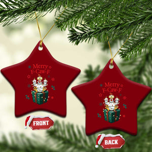 Merry F-Caw-F Chicken Ceramic Ornament Funny Xmas Gift TS12 Print Your Wear