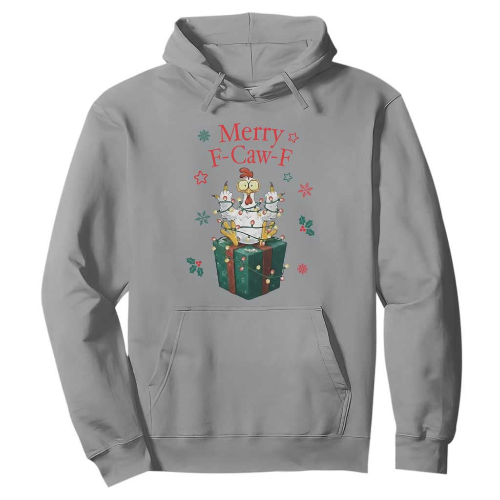 Merry F-Caw-F Chicken Hoodie Funny Christmas Gift TS12 Sport Gray Print Your Wear