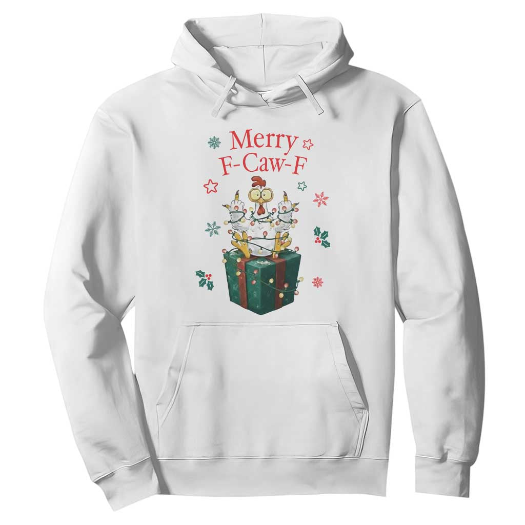 Merry F-Caw-F Chicken Hoodie Funny Christmas Gift TS12 White Print Your Wear