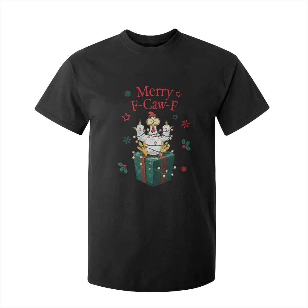 Merry F-Caw-F Chicken T Shirt For Kid Funny Christmas Gift TS12 Black Print Your Wear