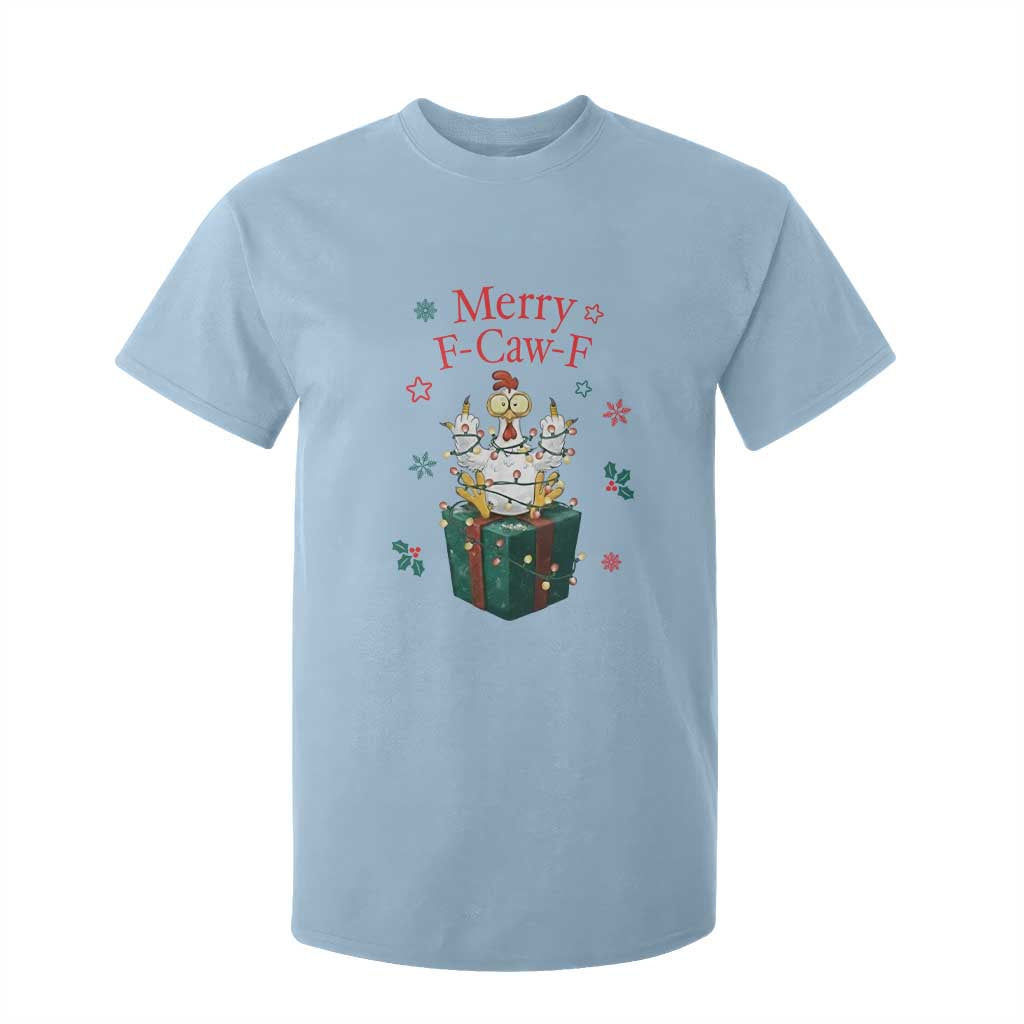 Merry F-Caw-F Chicken T Shirt For Kid Funny Christmas Gift TS12 Light Blue Print Your Wear